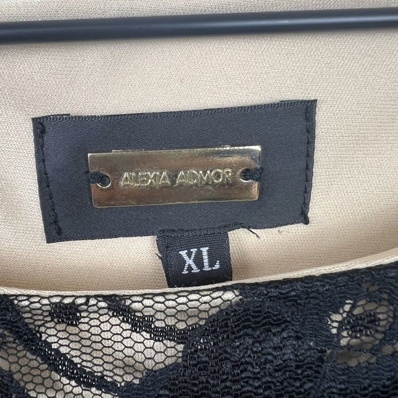 Alexia Admor Womens Black Lace Overlay 3/4 Sleeve Knee Length Sheath Dress XL - Picture 4 of 5